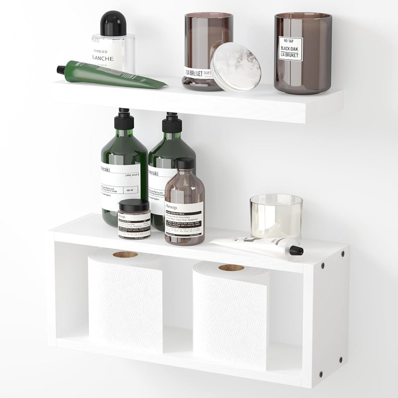 Adithri 2 Piece Floating Shelf, White