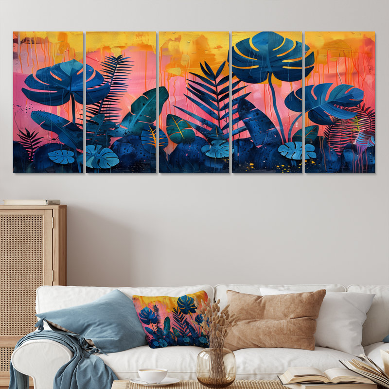 Ensemble de salon mural Burkittsville - Palmiers et palmiers, H 32 po x l 80 po