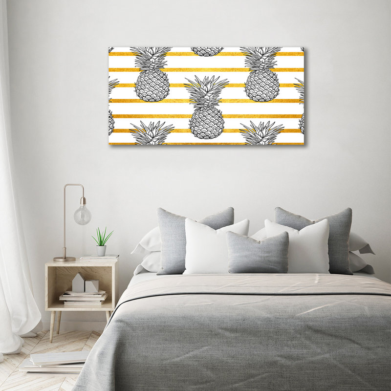 Pineapples Stripes - Print, Canvas, 70cm H x 140cm W x 2cm D