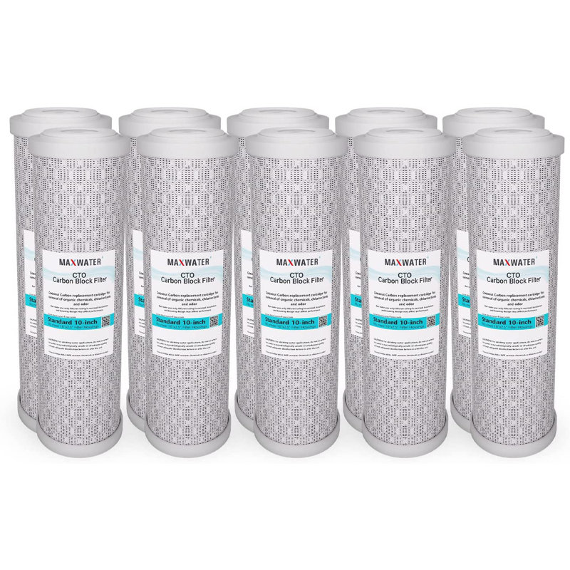 Cartouche de remplacement pour filtre à osmose inversée 5 microns Max Water 10 pouces x 2,5 pouces CTO Max