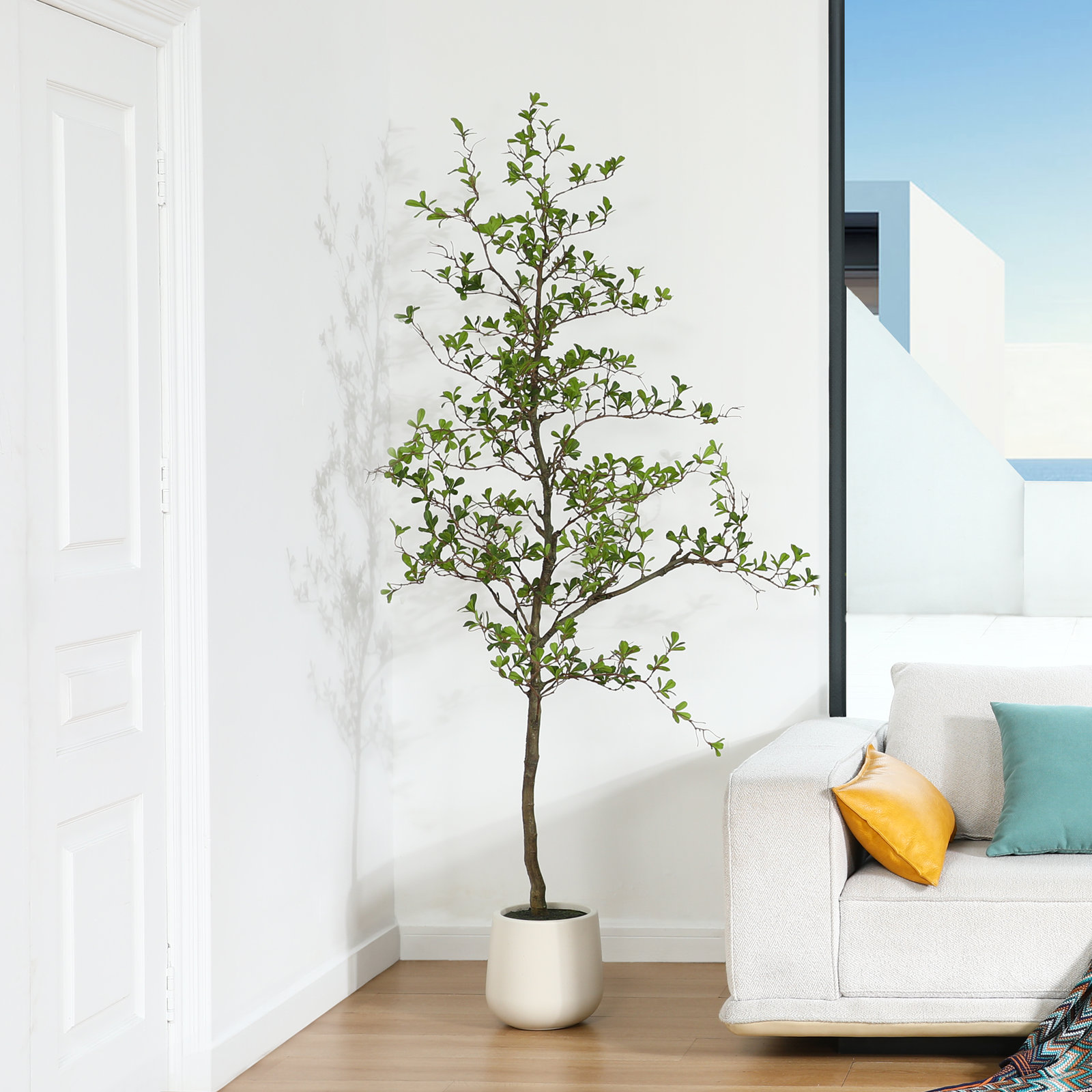 George Olive Tree in Pot, 84" H x 28" W x 28" D