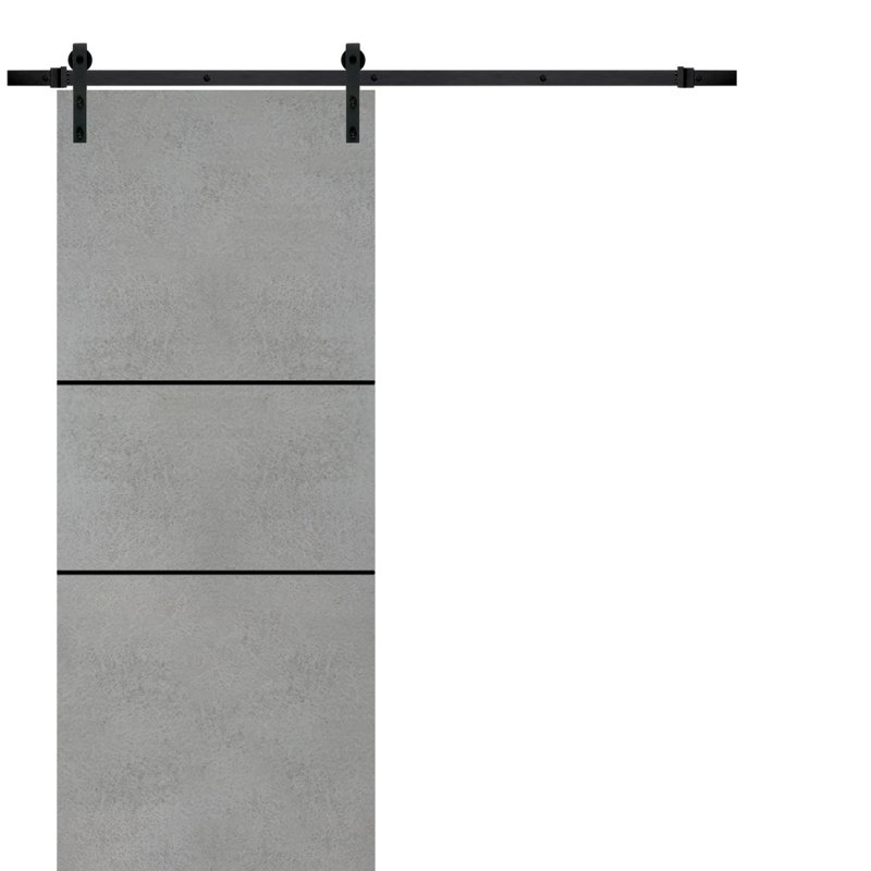Porte de grange en bois massif massif, 42 po x 84 po, Béton