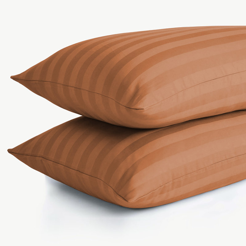 Aspire Homeware Ultra Soft & Breathable Microfiber Striped Pillowcase (Pack Of 2), Peach