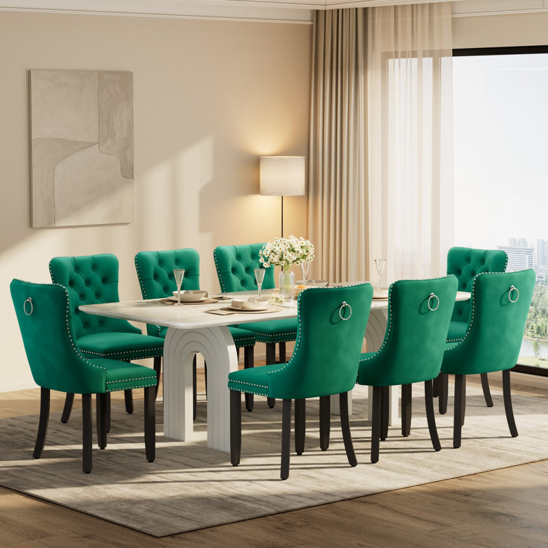 Dining Set, 9 pièces : table, 8 chaises, Vert
