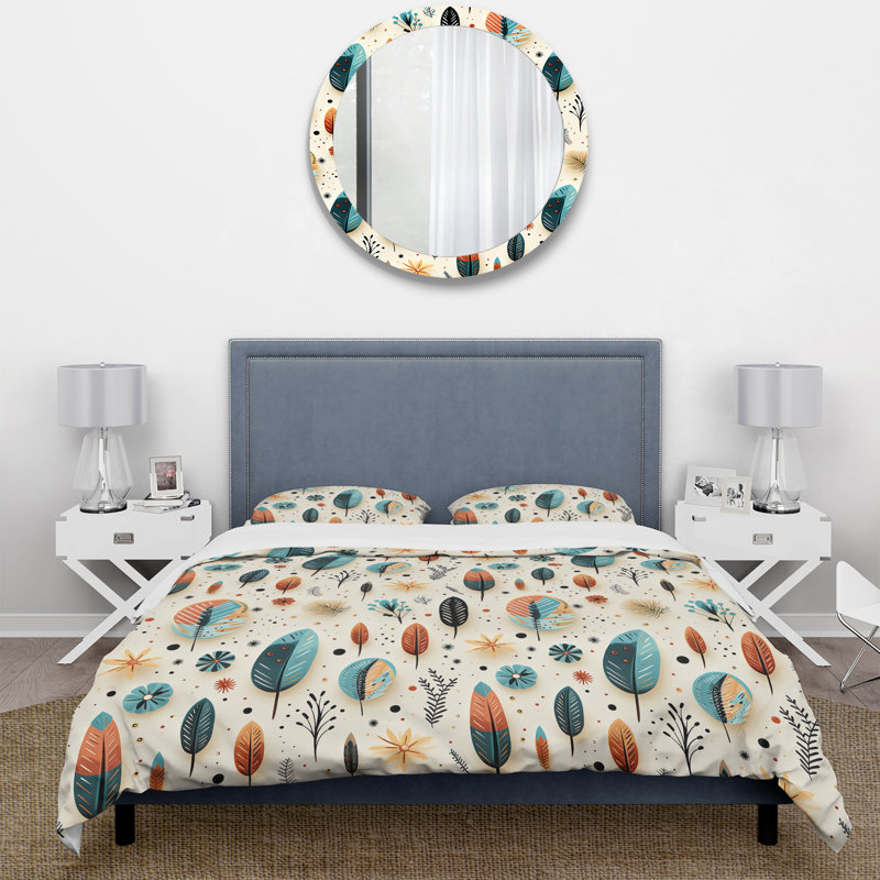 Ensemble de housse de couette Earthy Boho Eclectic Plants II, Housse de couette pour grand lit et 2 taies décor