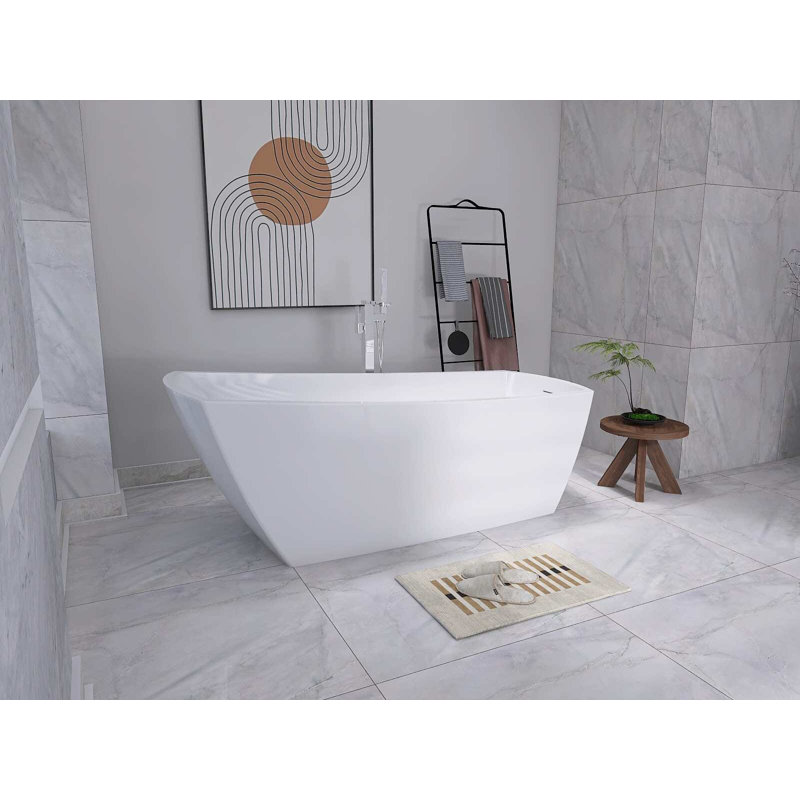 Baignoire de trempage autoportante en acrylique 72 po. X 30,5 po. Brock, Chrome