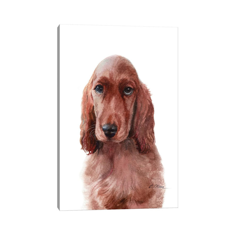 «Irish Setter Puppy» par Watercolor Luv - reproduction d'art, Toile tendue, Pas de tapis, H 26 po x l 18 po x 1,5 po