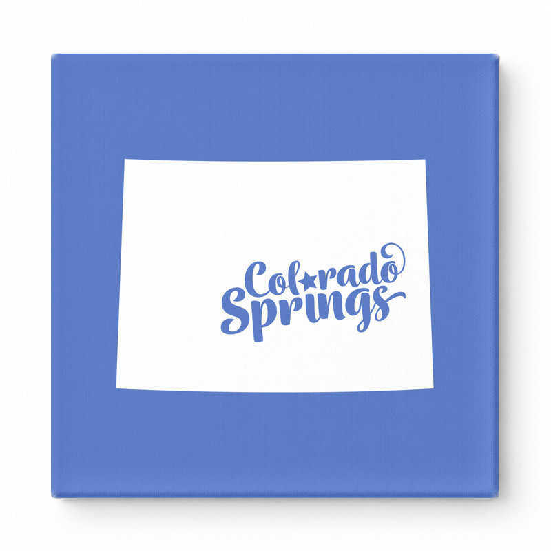 Home Sweet Colorado Springs - Silhouette de l'État du Colorado - art mural sur toile, 32" H x 32" W, Blue