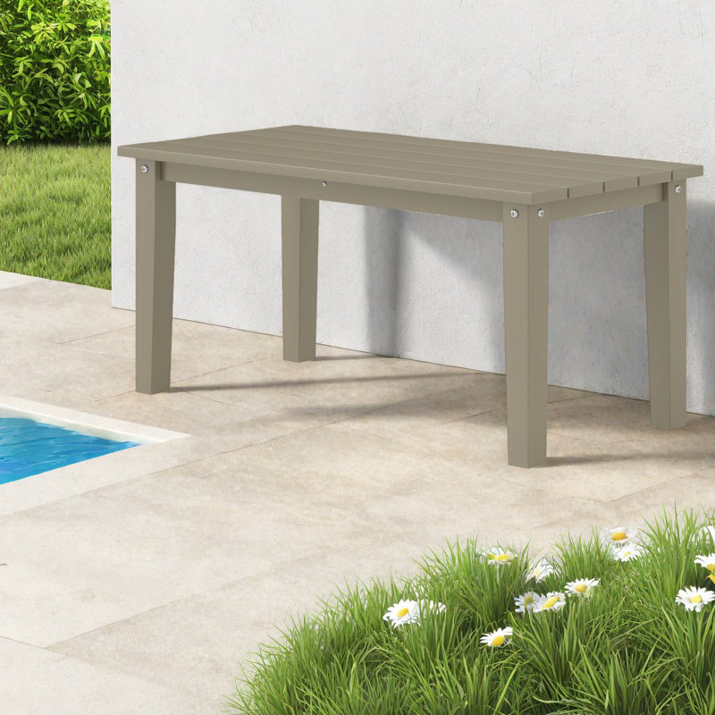 Tables de patio durables, Hdpe 35,8 pouces à lattes moderne brun extérieur