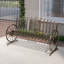 Banc d'extérieur en métal de 143 cm de large, banc de bienvenue pour porche, banc de jardin avec table rabattable et accoudoirs en forme de roue de chariot-76481828
