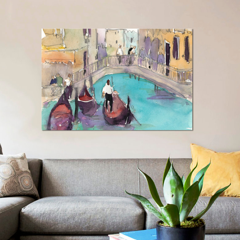 «Venice Plein Air V», reproduction sur toile, H 26 po x l 40 po x P 1,5 po, Toile tendue, Pas de tapis