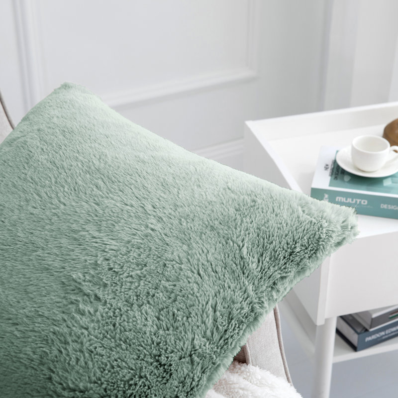 Rabbit Faux Fur Pillow Cover, Blue Surf