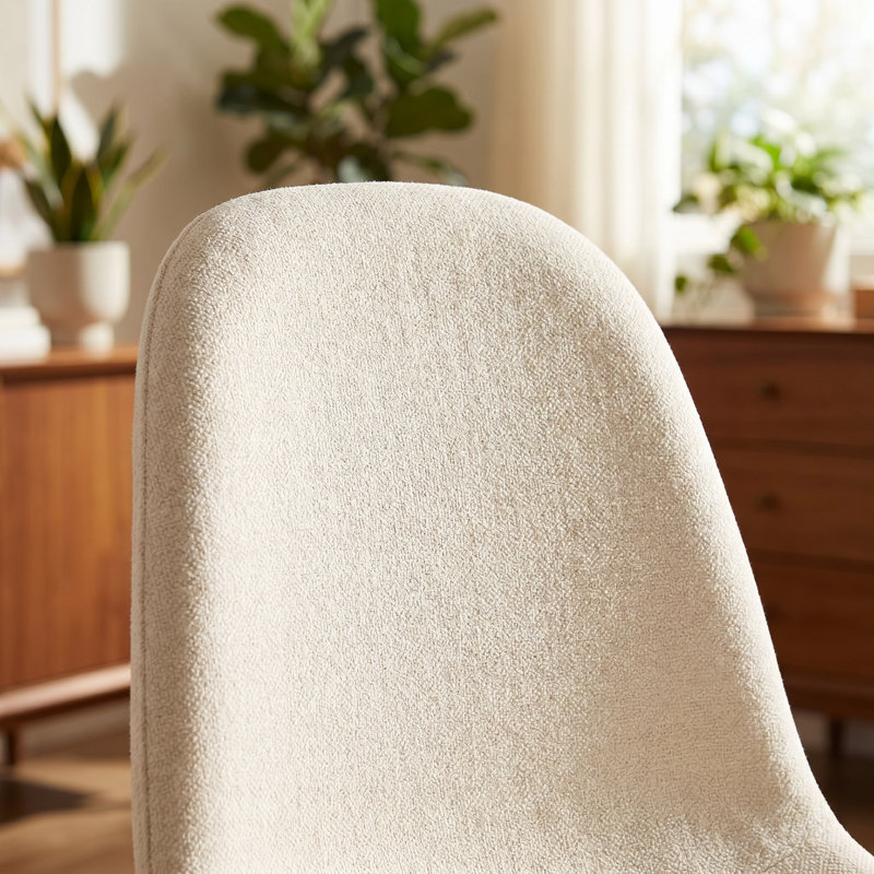 Modern Style Fabric Upholstered Kitchen Dining Side Chair Set of 4, White