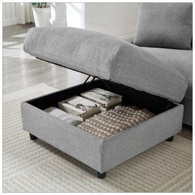 Canapé modulaire modulaire, ensemble de canapé en forme de L pour le salon, canapés confortables à 3 places avec repose-pieds mobile, ensemble de bricolage, 3 rangements, tissu en polyester