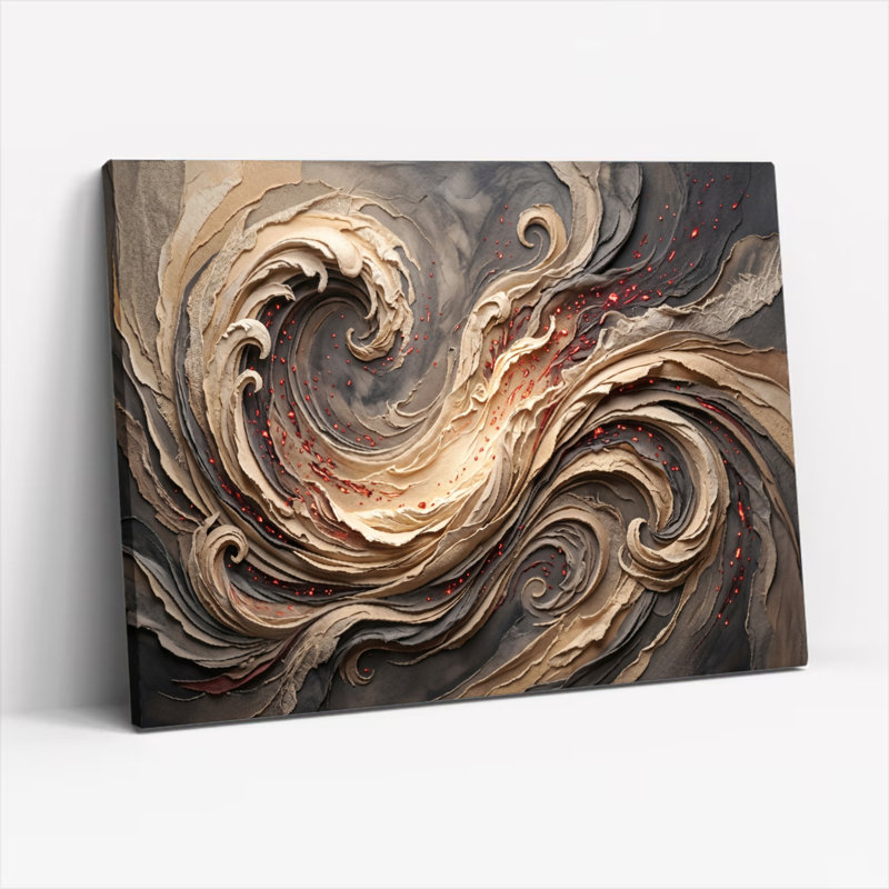 Ensemble de 1 tableau sur toile « Vagues tourbillonnantes », H 16 po x l 24 po, Toile tendue