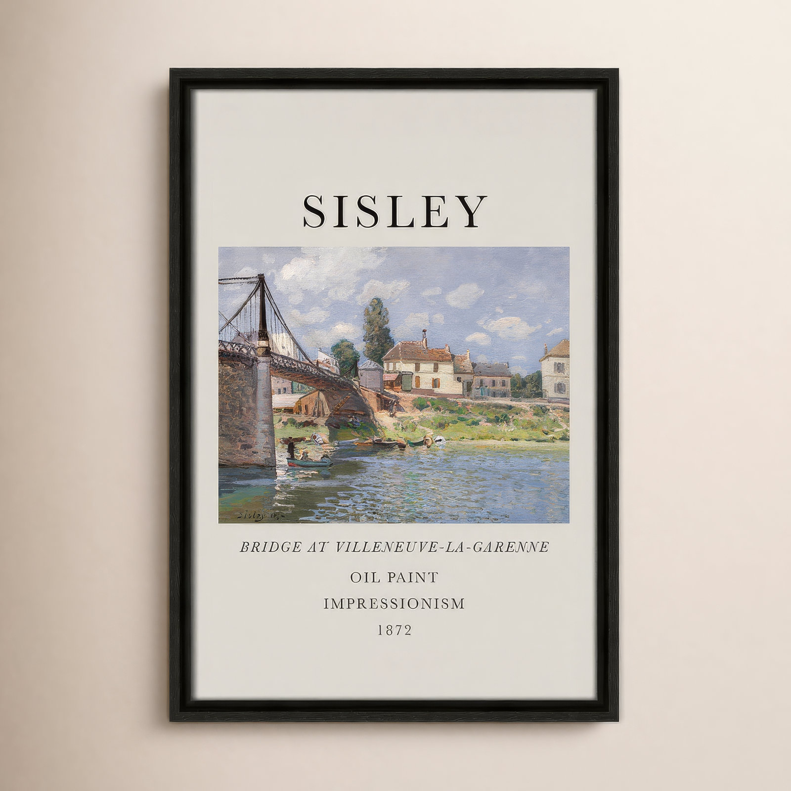 Old Masters Collection "The Bridge at Villeneuve" Print, Espresso Floater Frame, No, 19.5" H x 13.5" W x 2" D