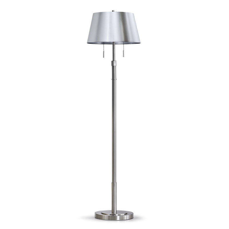 Lampe sur pied 67 po Maraman, Nickel brossé, Argent brossé
