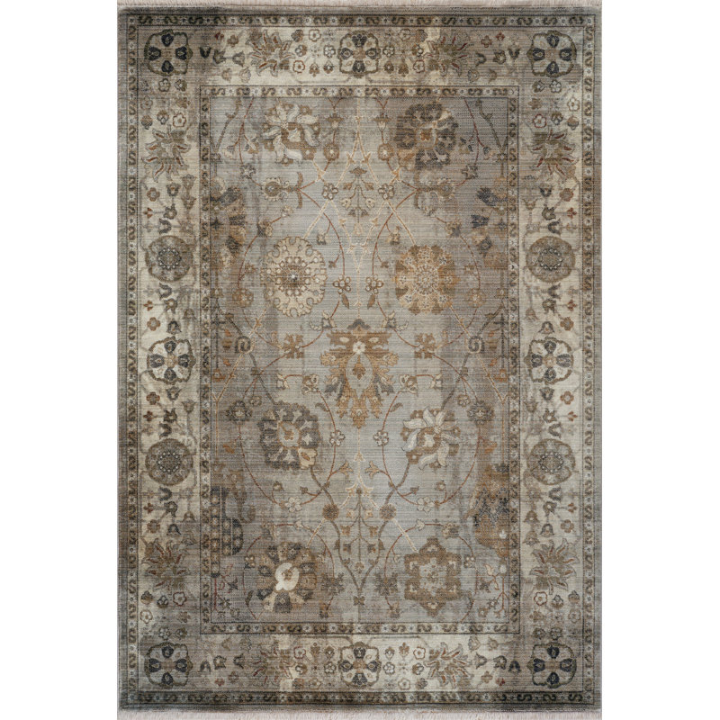 Tapis à médaillon floral Anna Collection, Rectangle 7 pi 7 po x 10 pi