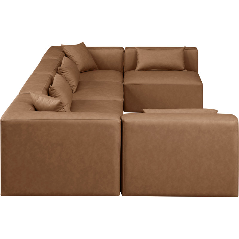 Houswerth Upholstered U-Shaped Sectional Reversible, Brown Vegan Leather