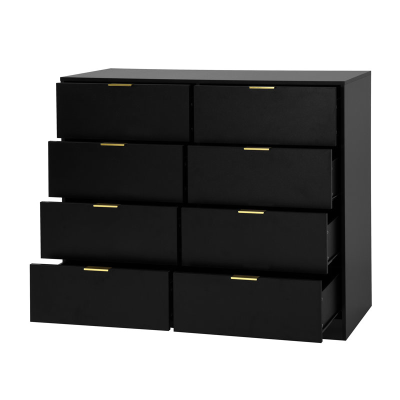 Commode 8 tiroirs pour chambre à coucher, commode moderne en bois pour commode de chambre à coucher, 8 commode, commode haute pour placard, organisateur de commode pour le salon, placard, couloir noir