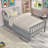 Twin Bed with Trundle, Platform Bed Frame with Headboard and Footboard, No Box Spring Needed,Grey