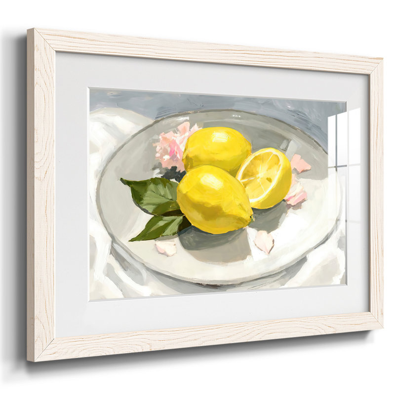 " Lemons On A Plate I ", 18" H x 26" W x 1.5" D, White