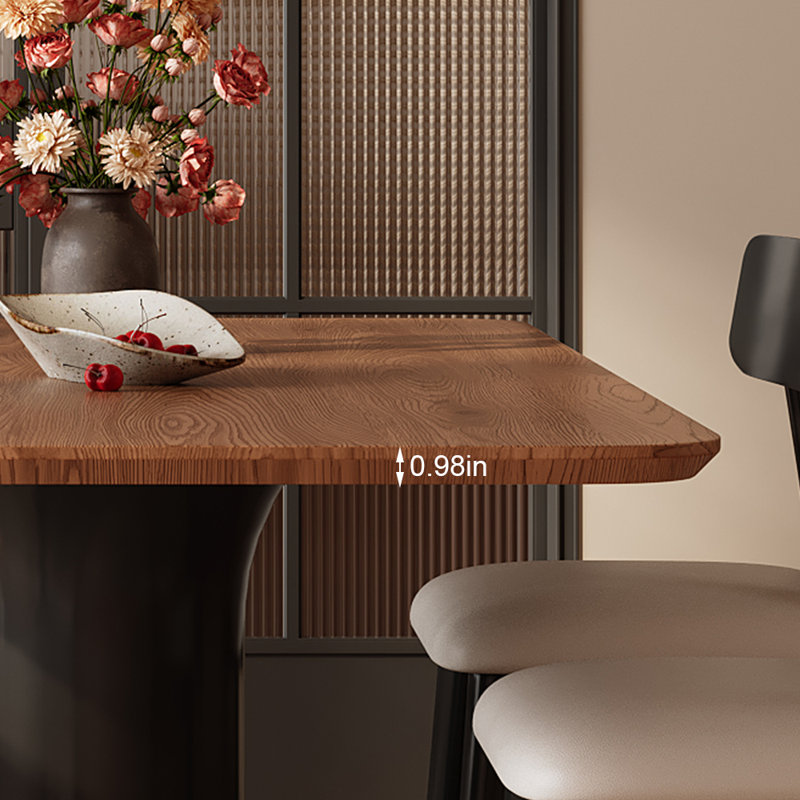 Walnut-colored rectangular dining table set, 29.53" H x 55.11" L x 31.49" W, 7