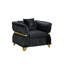 Fauteuil d'appoint Modern Sofas, velours noir, garniture en métal doré pour la maison