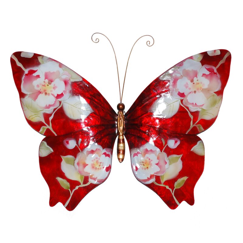 Metal wall art - Butterfly with Flowers Wall Décor