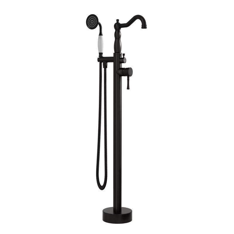 Hewes 1 Handle Bathroom Freestanding Tub Filler Bath Filler with Diverter, Matte Black