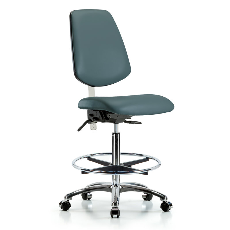 Miah Vinyl Drafting Chair, Casters, Colonial Blue, Not Included