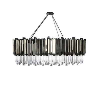 Lustre linéaire ovale moderne avec accents Crytal Empire