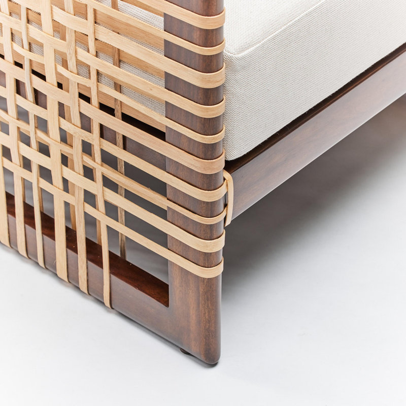 Palms Armchair, Light Chestnut, Straw Faux leather