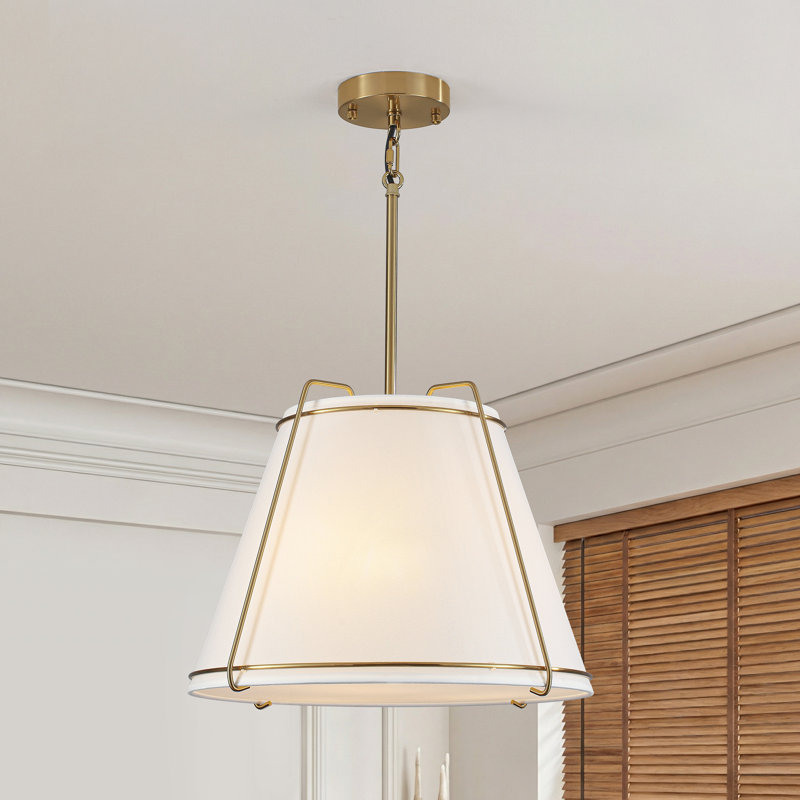 Luminaire suspendu 3 lumières avec abat-jour réglable en tissu blanc