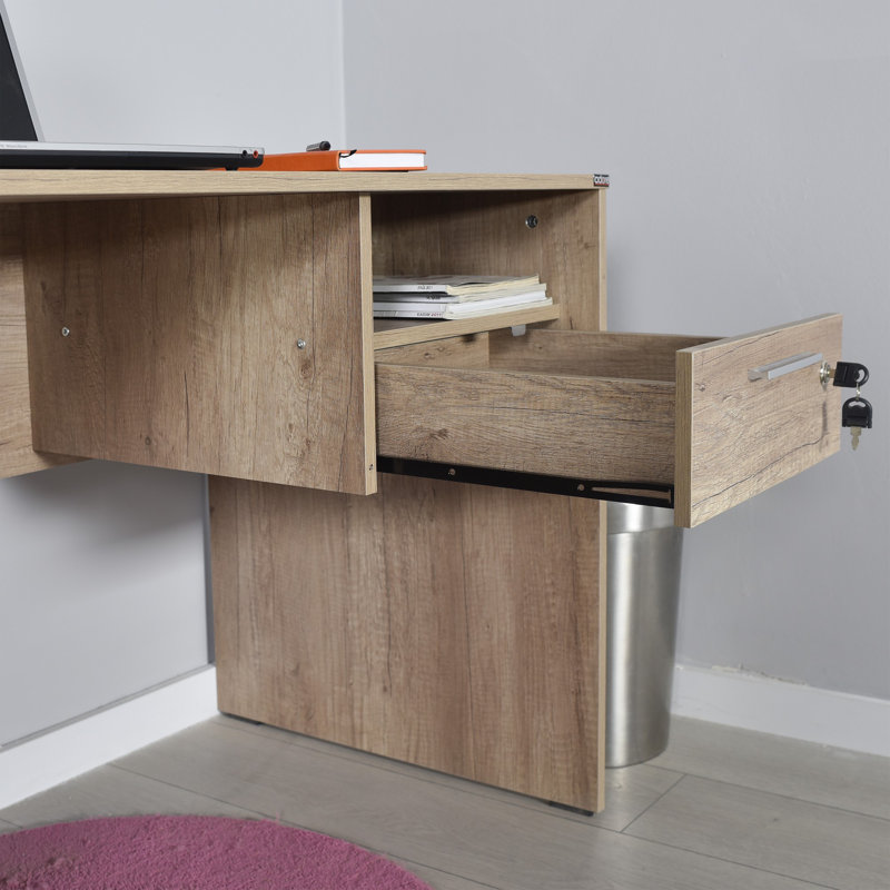 Modern Study Desk with Numerous Shelves, 47.2 x 29.5 x 23.6 inches | 100% Melamine Coated Particle Board, Wall-Mountable | Additional Storage, Stylish & Functional Design for Home Office
