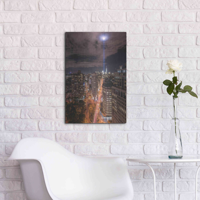 «Tribute Lights Flatiron District» par Bruce Getty, art mural en métal, H 24 po x l 16 po