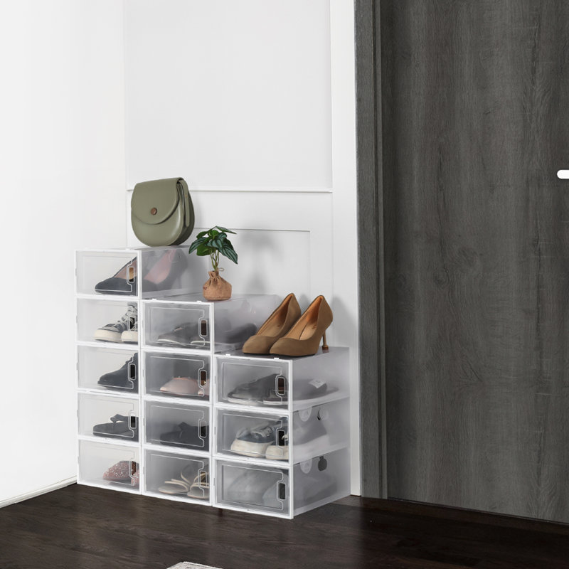 12 Pair Stackable Shoe Storage Box, Clear
