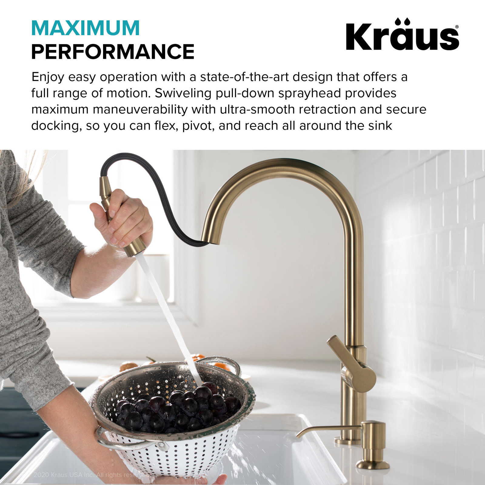 Kraus Oletto Pull-Down Kitchen Faucet, Antique Champagne Bronze