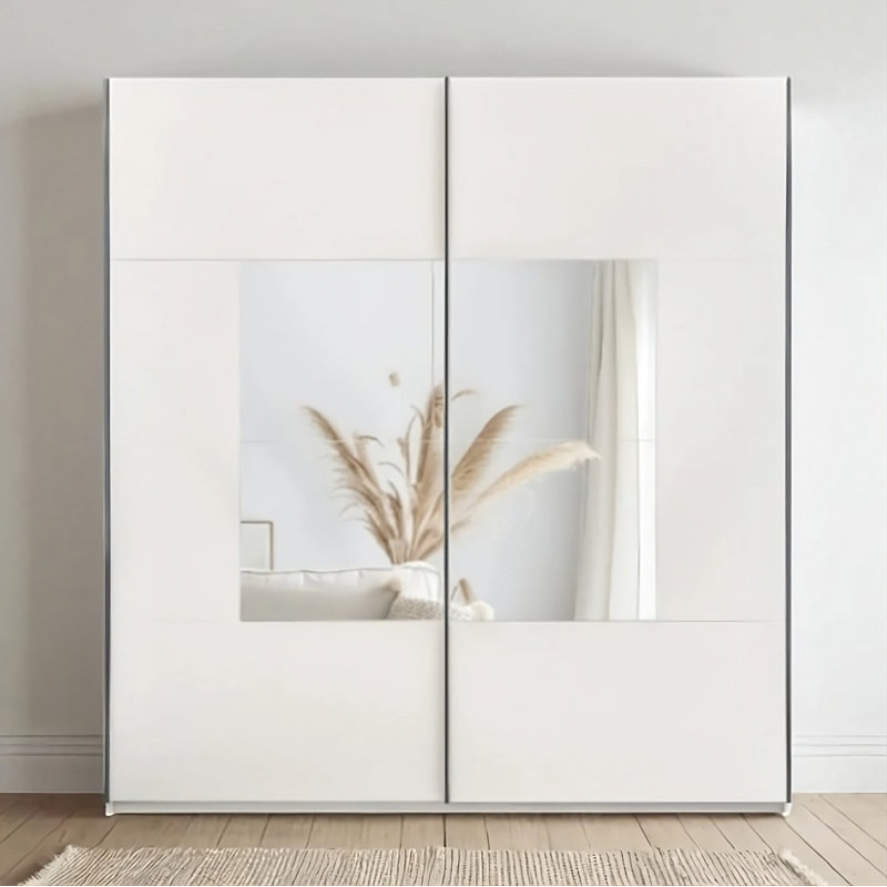 Manufactured Wood Wardrobe, 215xm H x 203cm W x 65cm D, White