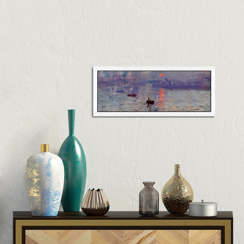 Sunrise Impression by Claude Monet - 1 Piece Panoramic Painting on Canvas, 30.48 cm H x 91.44 cm W x 3.175 cm D