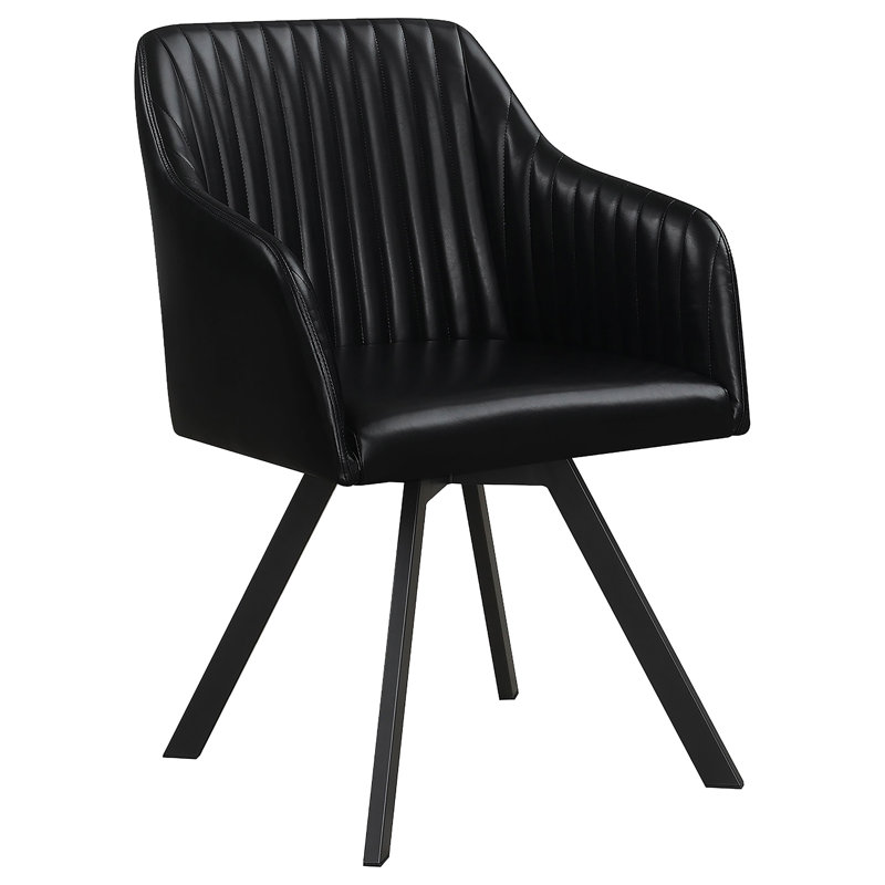 Asaria 19.5'' H Tufted Upholstered Armchair, Leatherette Black, Gunmetal