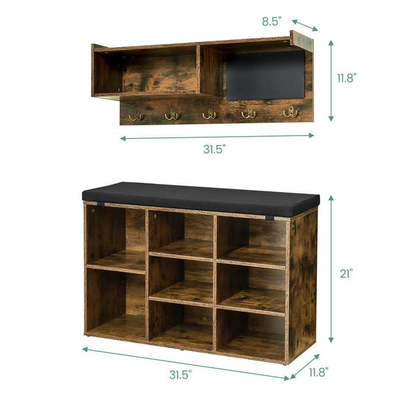 9 Pair Shoe Storage Cabinet, Brown Wood