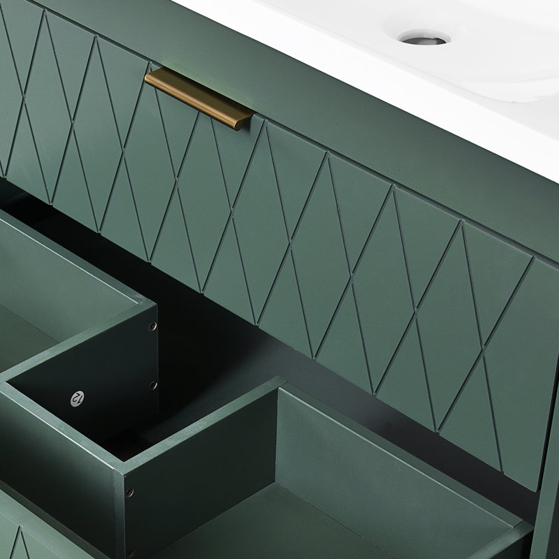 Meuble-lavabo mural 30 po avec lavabo en résine, Vert