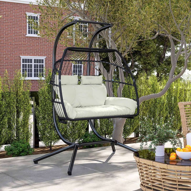 Chaise double à œufs suspendus, chaise hamac pliable, , Blanc, crème