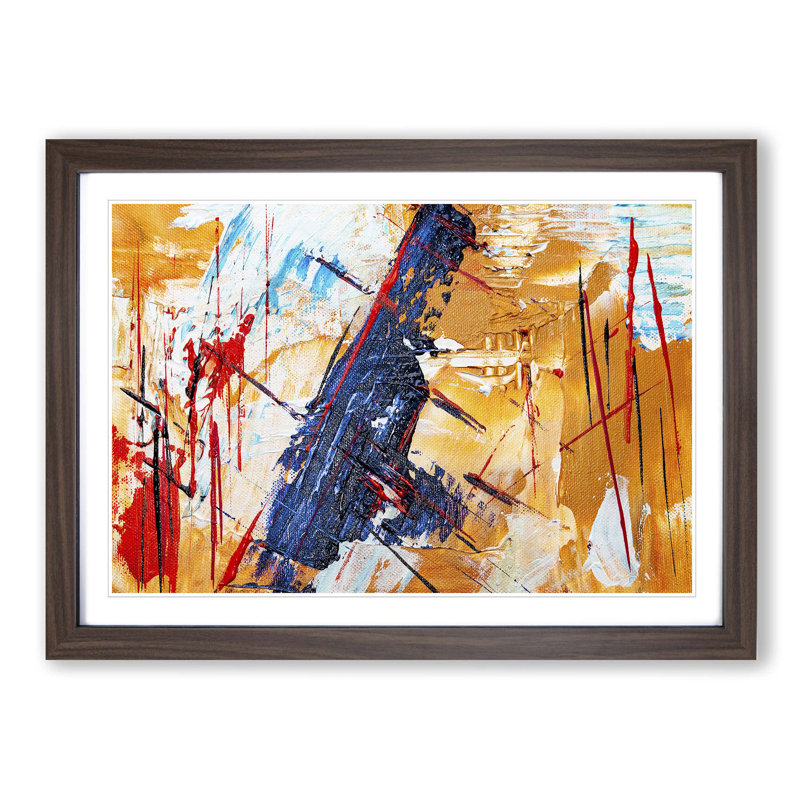 Abstract Art Painting Vol.167 by S.Johnson - Picture Frame Painting Print, Walnut Framed, 27cm H x 36cm W x 2cm D