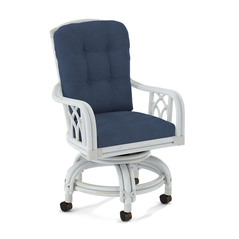 Edgewater Castered Arm Chair, Bisque, Basic Navy; 0317-61