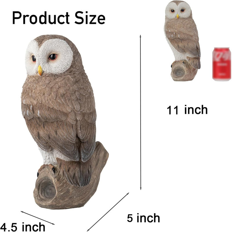 Figurines de collection hibou de jardin pour l'extérieur - bureau de décoration d'intérieur de table de collection 11 po x 4,5 po x 5 po