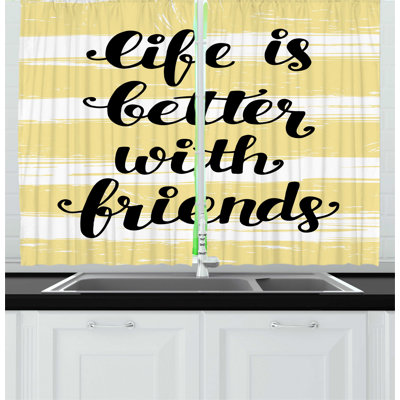 Beige/Black Kitchen Curtain