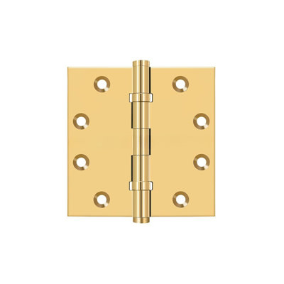 Deltana CSB45BB 4-1/2" x 4-1/2" Square Hinges, Ball Bearings in PVD Polished Brass Pair