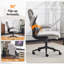Chaise de bureau pivotante à dossier moyen en coton et lin 28 po avec accoudoirs réglables-136086107
